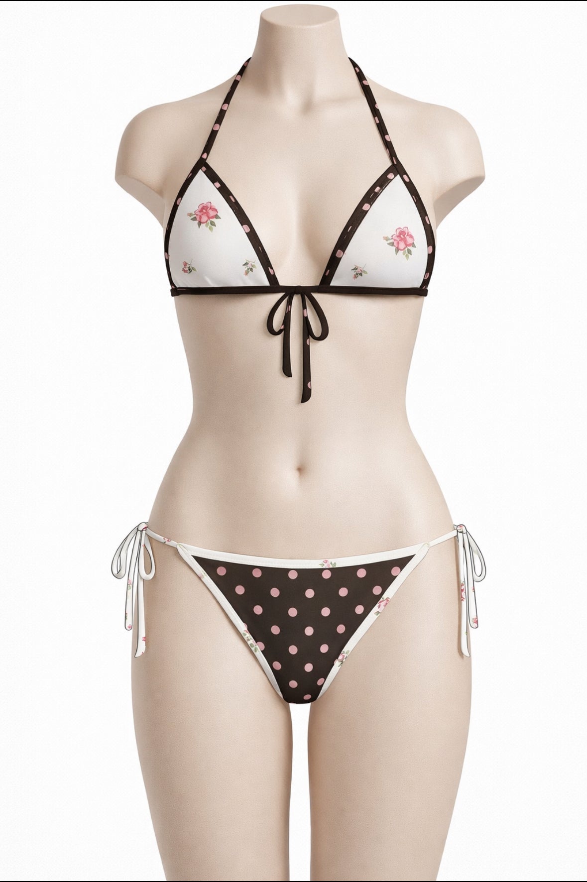 Bikini polca flores reversible